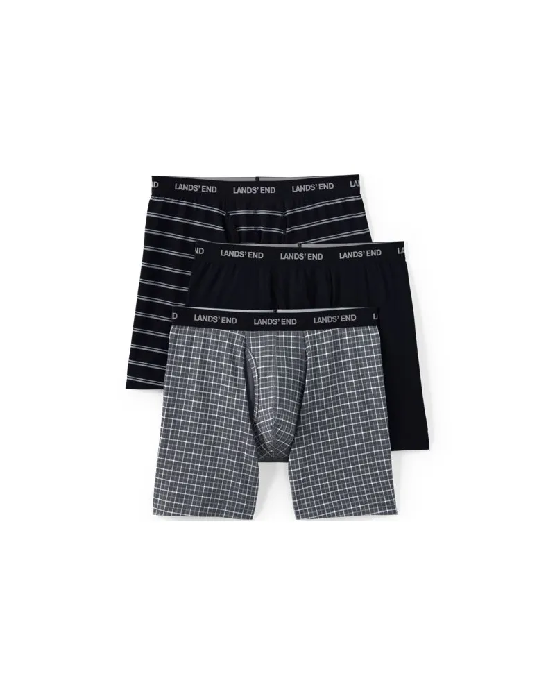 Lands' End Komfort-Boxershorts (3er-Set), Herren, Größe:48-50 regular, Schwarz, Baumwolle/Elasthan/Baumwolle Modal, by Schwarz