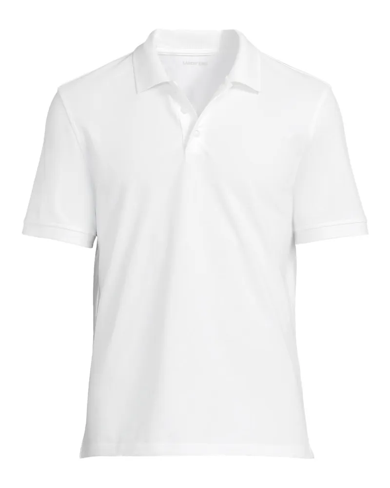 Lands' End Performance Piqué-Poloshirt, Herren, Größe tall, Weiß, Baumwoll-Mischung, by Weiß