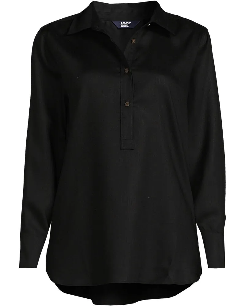 Lands' End Schlupfbluse aus TENCEL, Damen, Größe regular, Schwarz, Kunstseide/Lyocell (Viskose), by Schwarz