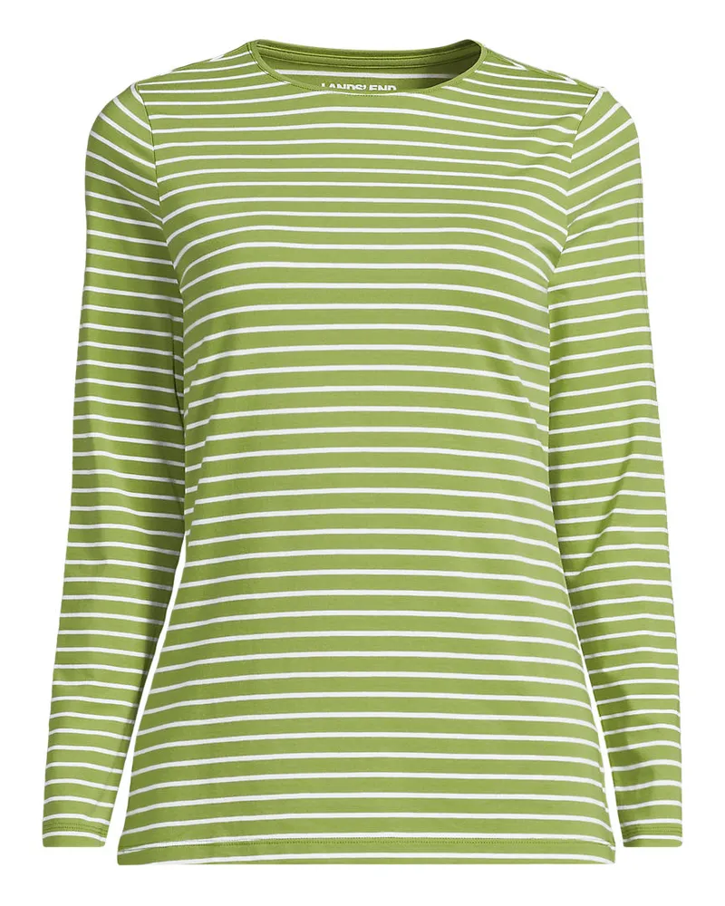 Lands' End Shirt aus Baumwolle/Modal-Mix mit Rundausschnitt, Damen, Größe plus, Grün, Elasthan/Baumwolle Modal, by Grün