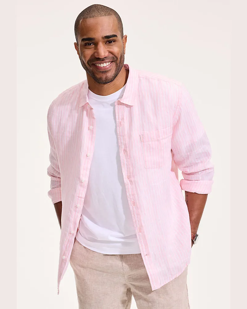 Lands' End Premium Reinleinen-Hemd, Herren, Größe regular, Pink, Leinen, by Pink