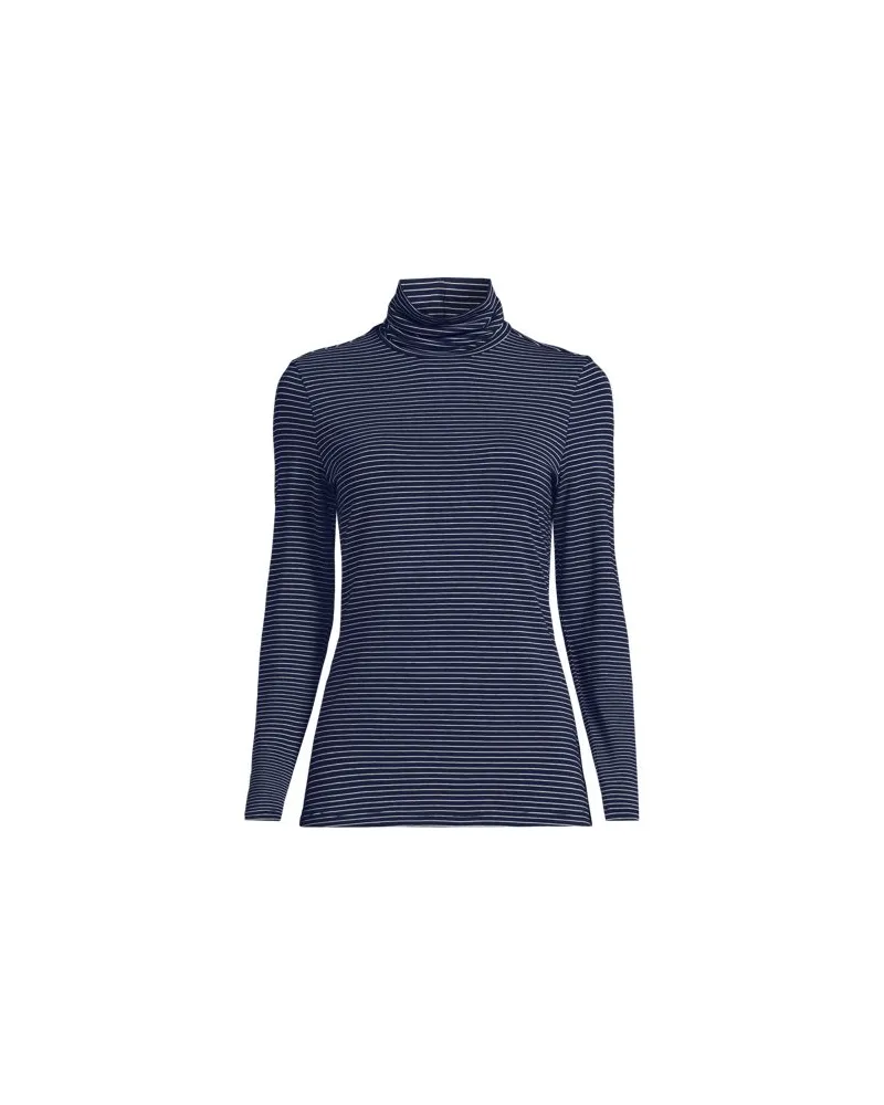 Lands' End Rollkragenshirt aus Baumwoll/Modalmix, Damen, Größe regular, Blau, Baumwolle/Elasthan/Baumwolle Modal, by Blau