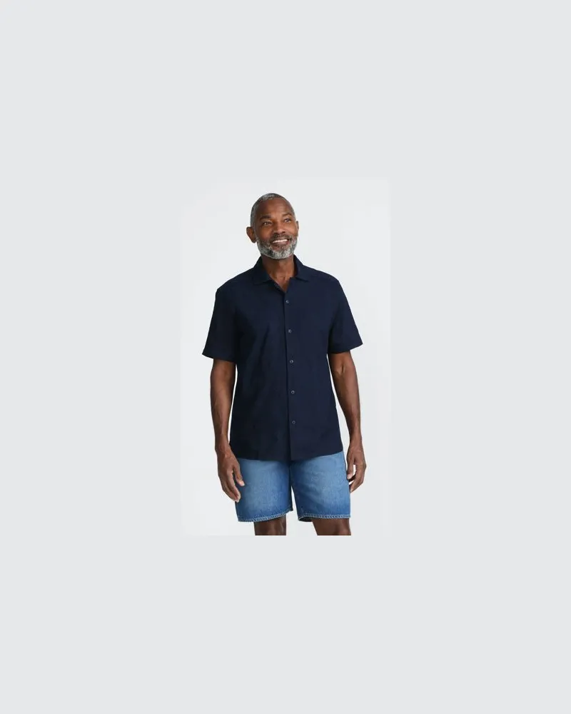Lands' End Besticktes Popeline-Hemd, Herren, Größe:52-54 regular, Blau, Baumwolle, by Blau