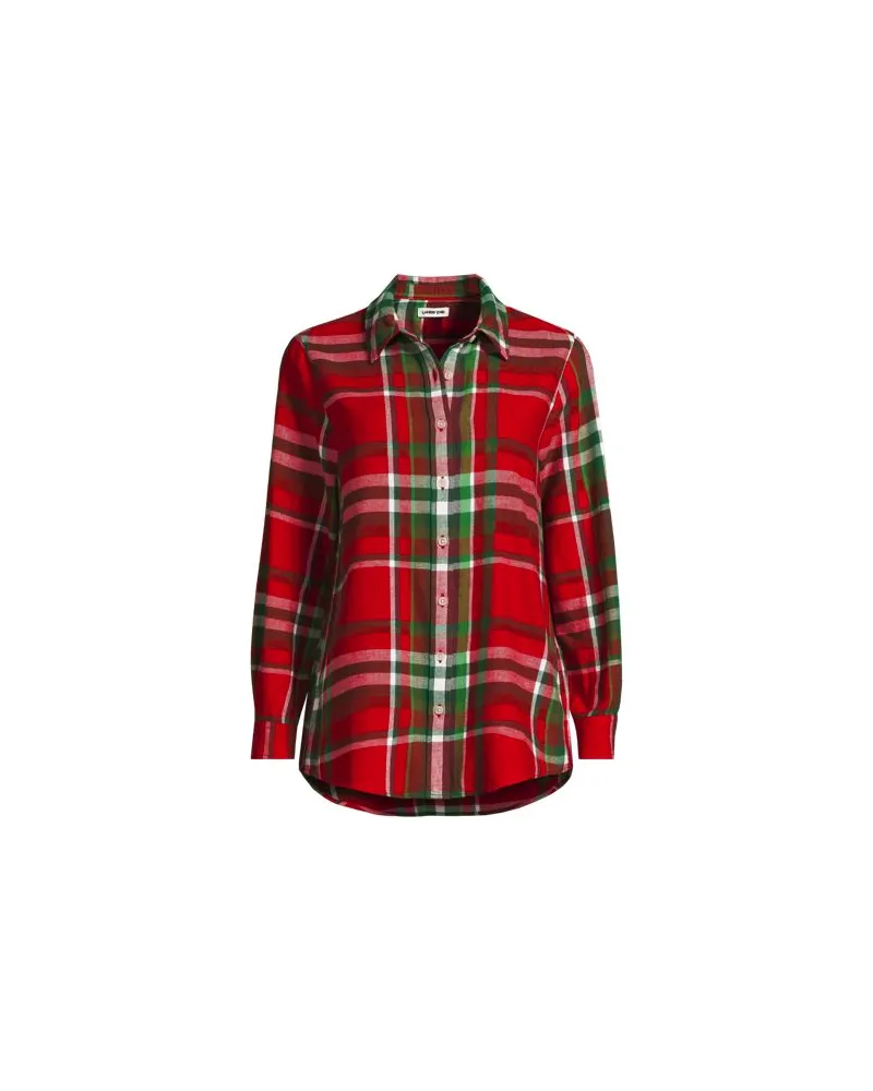 Lands' End Boyfriend-Bluse aus Flanell, Damen, Größe plus, Rot, Baumwolle, by Rot