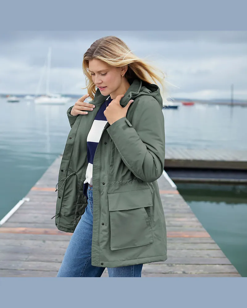 Lands' End Wasserdichter Parka SQUALL, Damen, Größe petite, Grün, Nylon, by Grün