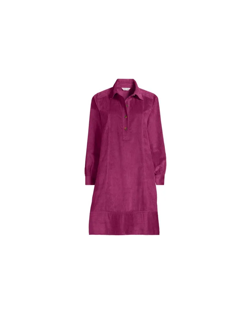 Lands' End Breitcord-Hemdkleid, Damen, Größe regular, Pink, Baumwolle, by Pink