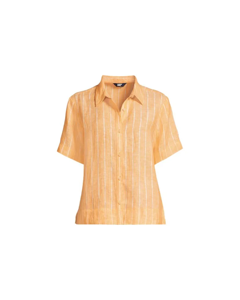 Lands' End Kurzarm-Leinenhemd, Damen, Größe plus, Orange, Leinen, by Orange