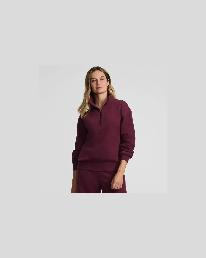 Lands' End Serious Sweats Pullover mit Reißverschluss, Damen, Größe regular, Rot, Baumwoll-Mischung/Polyester-Mischung, by Rot