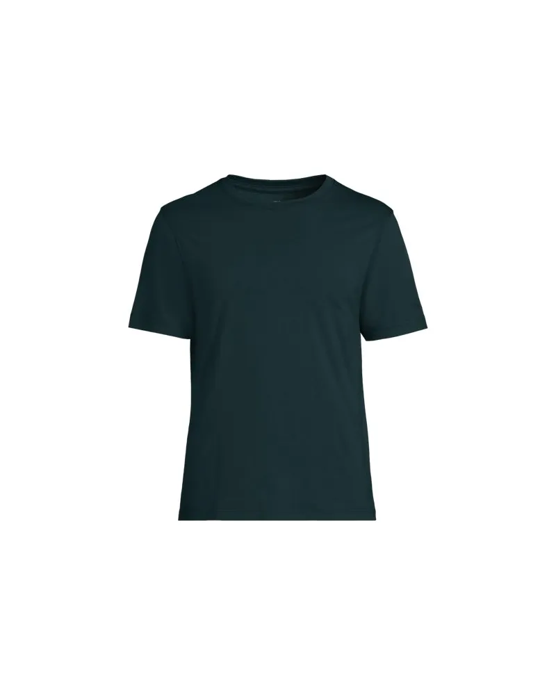 Lands' End Supima Kurzarm-Shirt mit Rundhalsausschnitt, Herren, Größe regular, Grün, Baumwolle, by Grün