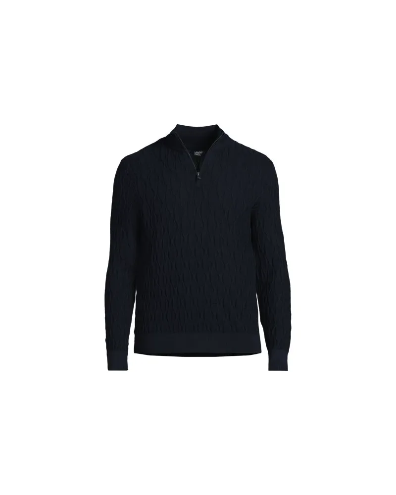 Lands' End Strukturierter Baumwoll-Pullover mit Reißverschluss, Herren, Größe:56-58 regular, Blau, Baumwolle, by Blau