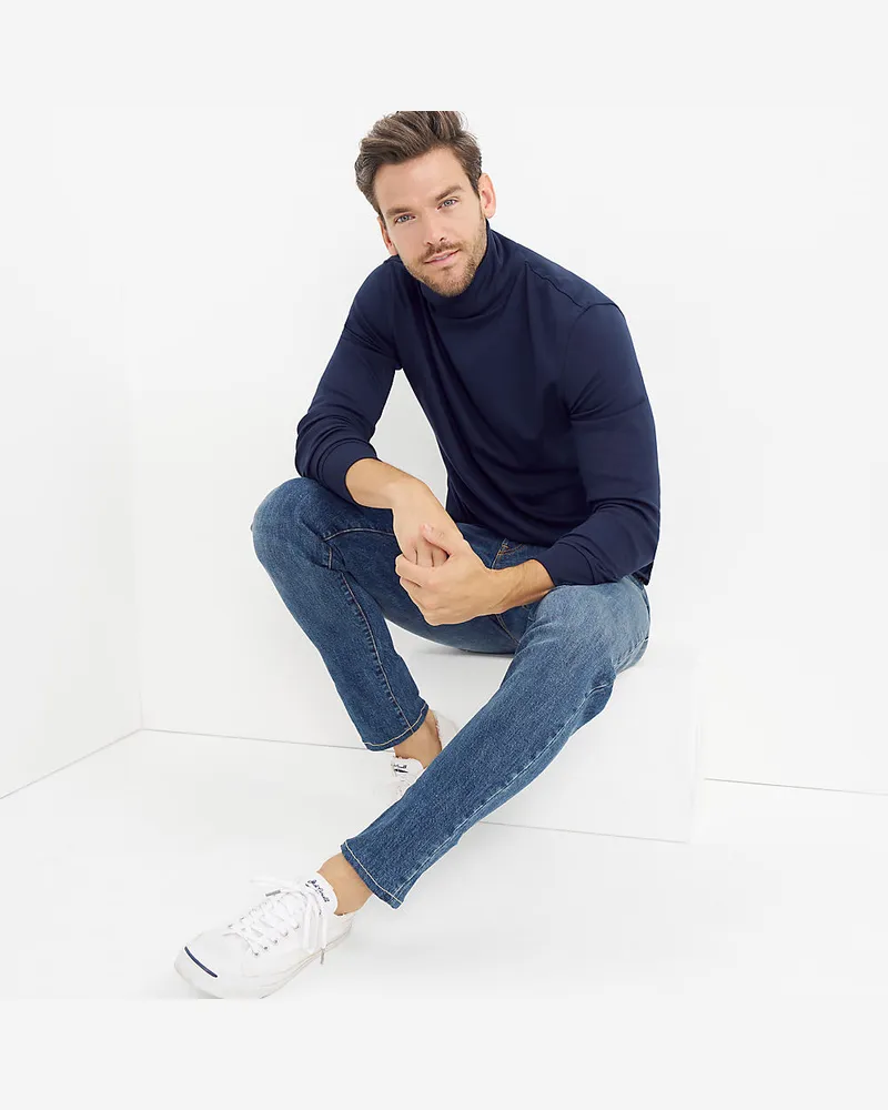 Lands' End Super-T Rollkragenshirt, Classic Fit, Herren, Größe regular, Blau, Baumwolle, by Blau