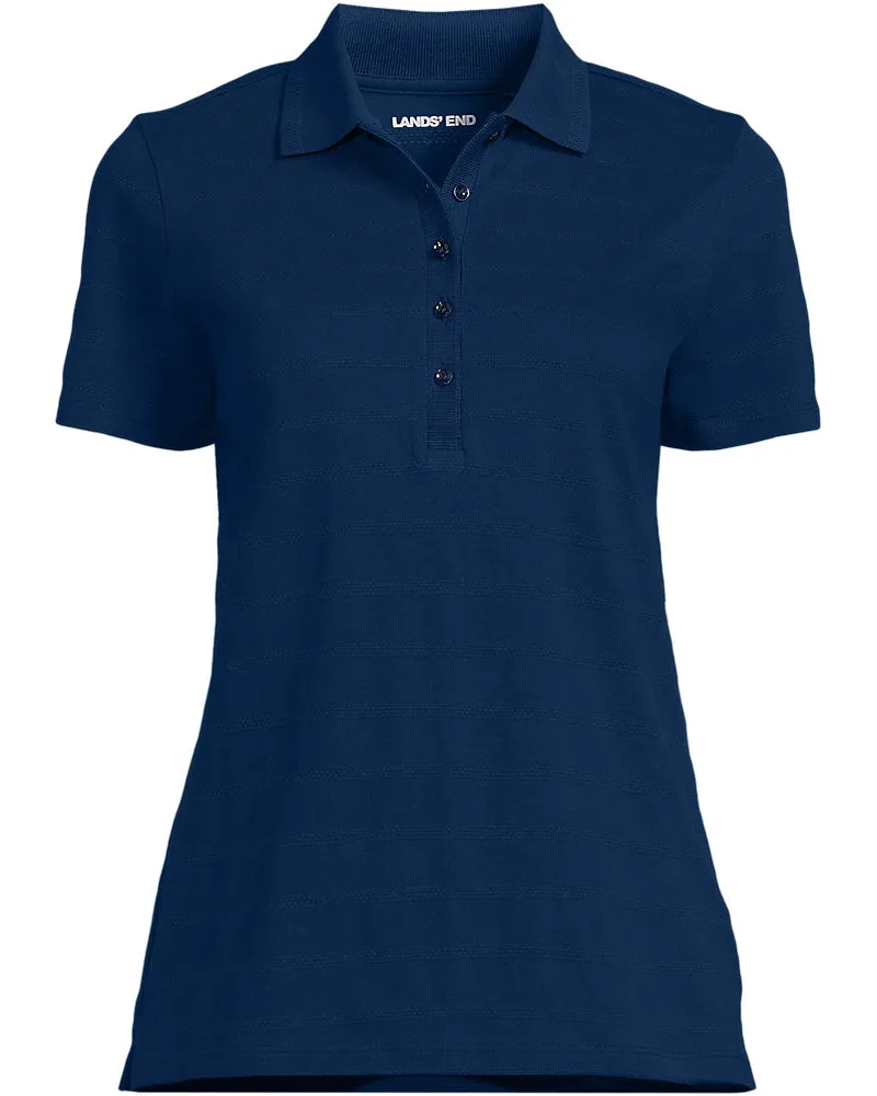 Lands' End Piqué-Poloshirt, Damen, Größe plus, Blau, Baumwolle, by Blau