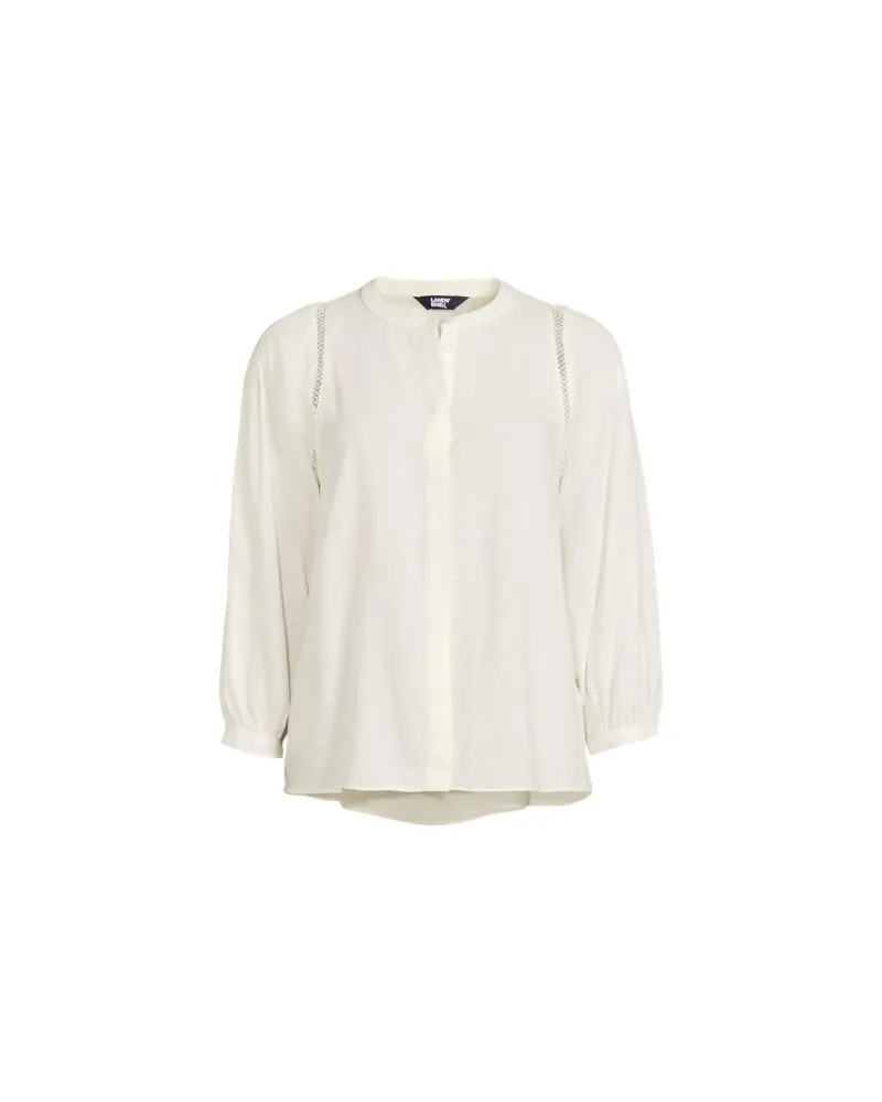 Lands' End Bluse im Leinenmix, Damen, Größe regular, Weiß, Leinen/Viskose, by Weiß