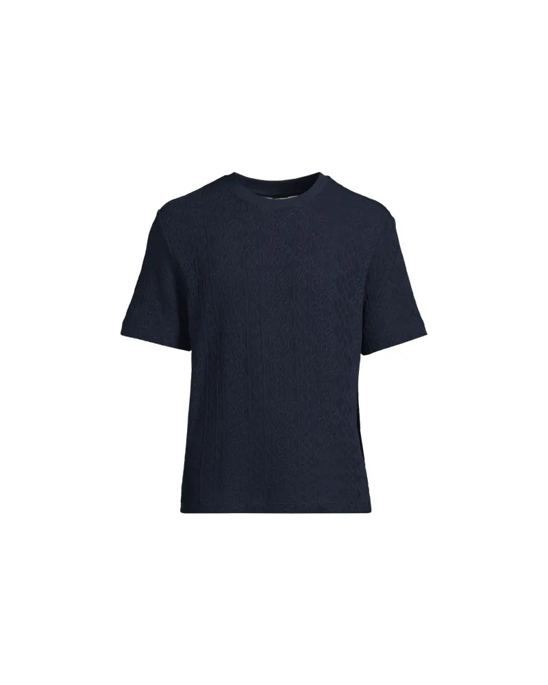 Lands' End T-Shirt aus Jersey mit Struktur, Herren, Größe:48-50 regular, Blau, Baumwolle/Polyester, by Blau