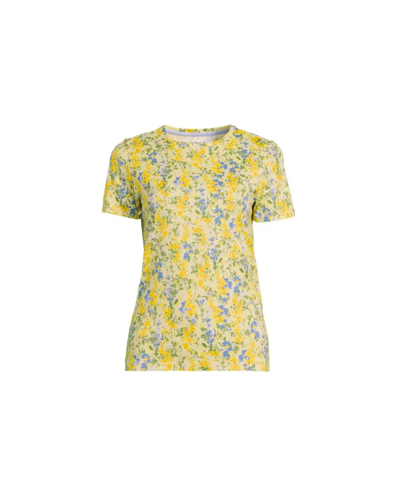 Lands' End Supima Kurzarm-Shirt mit rundem Ausschnitt, Damen, Größe regular, Gelb, Baumwolle, by Gelb