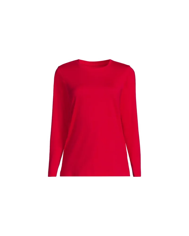 Lands' End Supima-Shirt, Langarm, Damen, Größe:44-46 regular, Rot, Baumwolle, by Rot