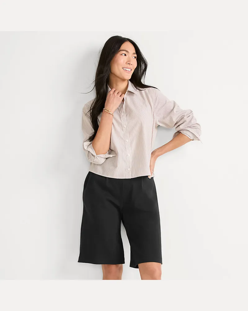 Lands' End Bermuda-Shorts SPORT KNIT, Damen, Größe regular, Schwarz, Baumwolle, by Schwarz