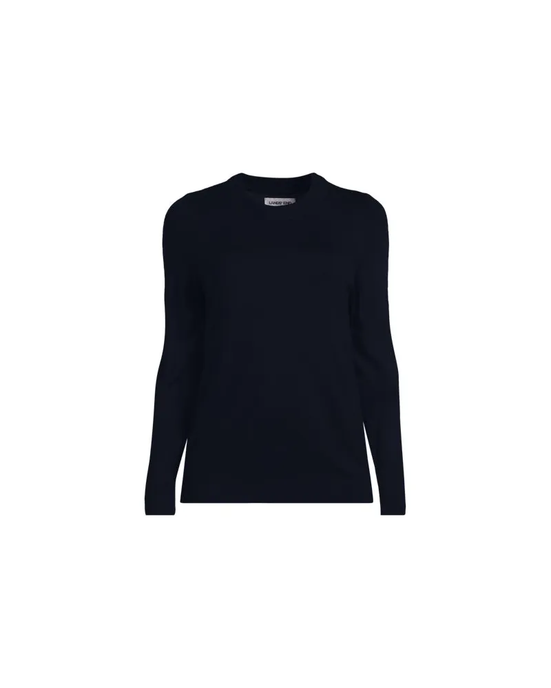 Lands' End CashTouch Rundhalspullover, Damen, Größe:44-46 regular, Blau, by Blau