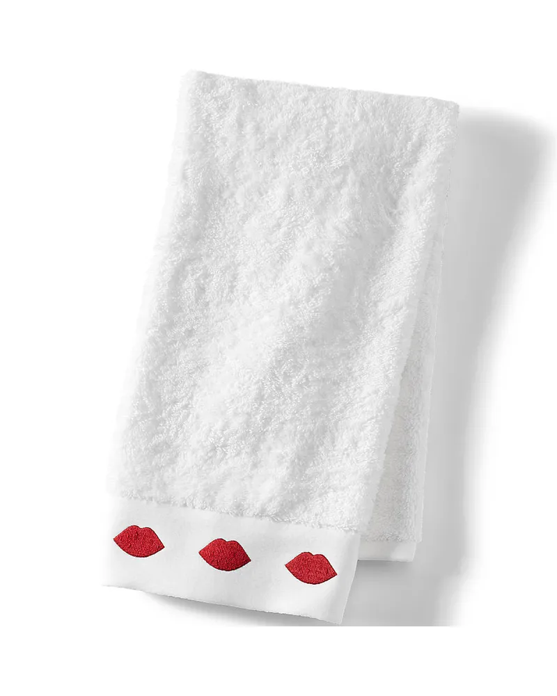 Lands' End x Lulu Guinness Lips Besticktes Handtuch, Herren, Größe:null regular, Weiß, Baumwolle, by Lands' End Weiß