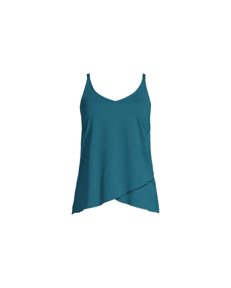 Lands' End Tankinitop mit Tulpensaum chlorresistent, Damen, Größe regular, Blau, Nylon-Mischung, by Blau