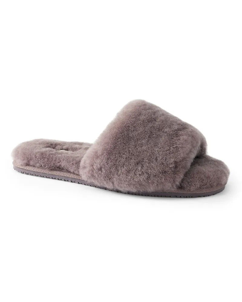 Lands' End Lammfell-Pantoletten, Damen, Größe regular, Lila, Lammfell, by Lila