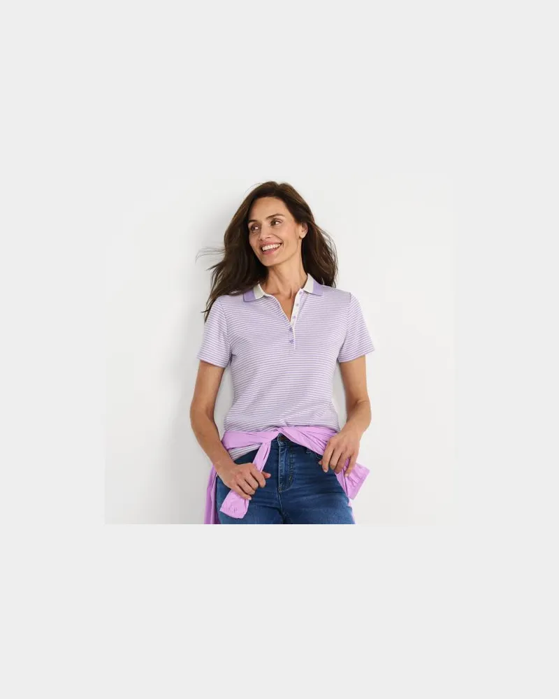 Lands' End Supima-Poloshirt, Damen, Größe:44-46 regular, Lila, Baumwolle, by Lila
