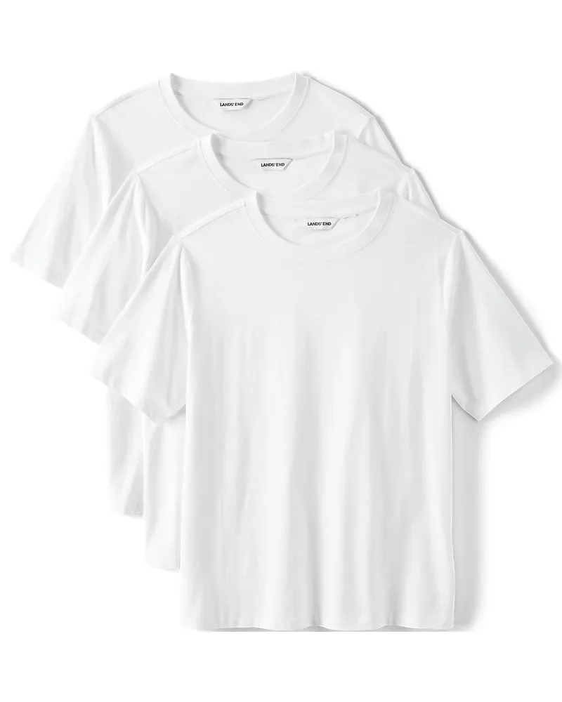 Lands' End KurzÃ¤rmelige Rundhalsshirts im 3er-Set, Damen, GrÃ¶ÃŸe regular, WeiÃŸ, Baumwolle/Baumwoll-Mischung, by Weiãÿ