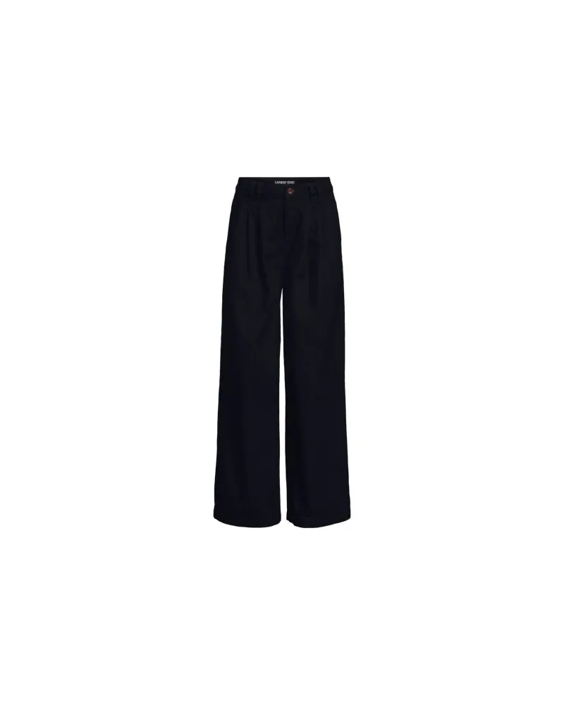 Lands' End Leichte Bundfalten-Jeans mit weitem Bein, Damen, Größe:34 petite, Blau, Baumwolle, by Blau