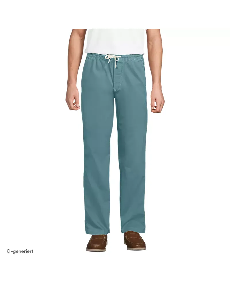 Lands' End Entspannte Schlupfbund-Hose, Herren, Größe regular, Blau, Elasthan/Baumwoll-Mischung, by Blau