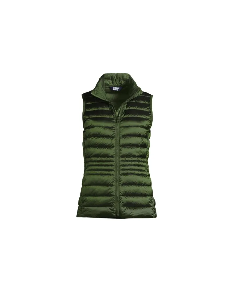 Lands' End Daunenweste WANDERWEIGHT Verstaubar Ultraleicht, Damen, Größe plus, Grün, Nylon, by Grün