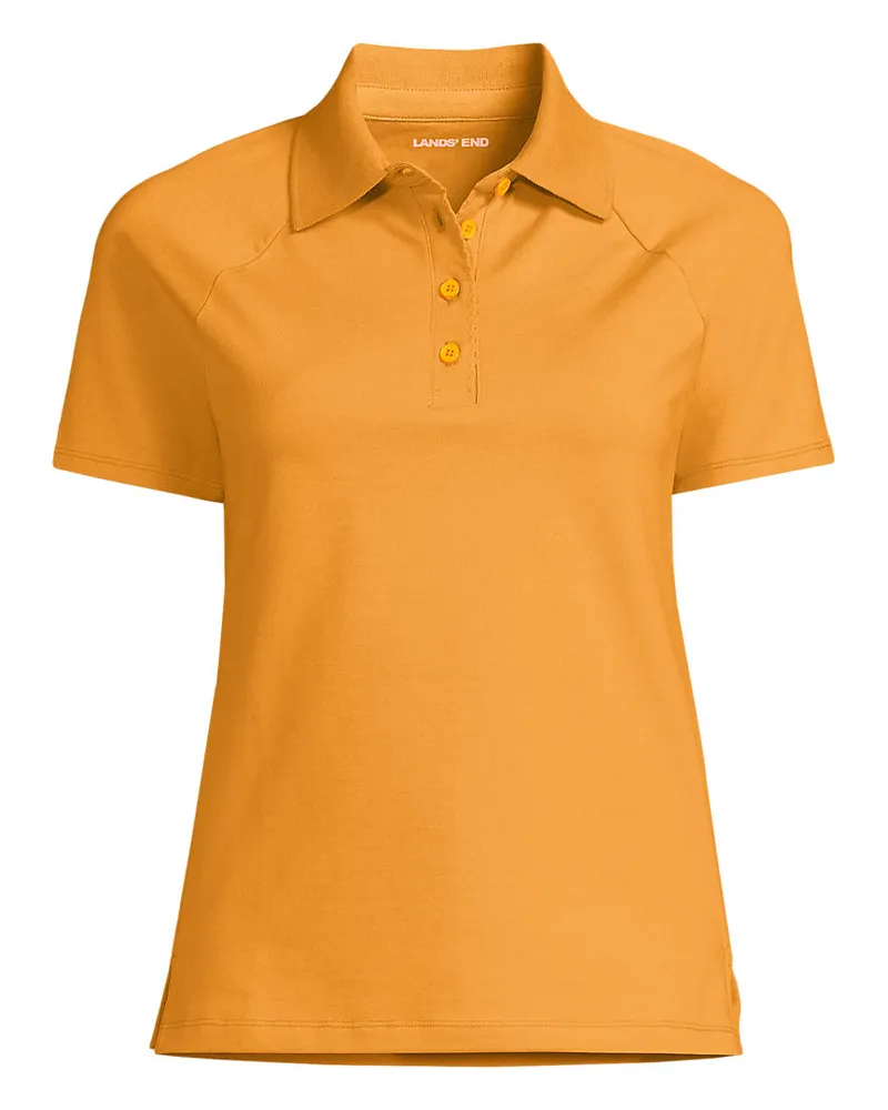 Lands' End Piqué-Poloshirt SLIM FIT mit kurzen Ärmeln, Damen, Größe plus, Orange, Baumwolle/Baumwoll-Mischung, by Orange