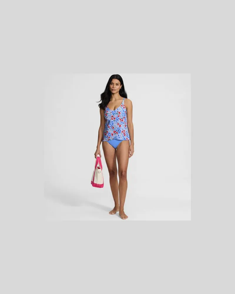 Lands' End Tankinitop mit Tulpensaum chlorresistent, Damen, Größe regular, Blau, Nylon-Mischung, by Blau