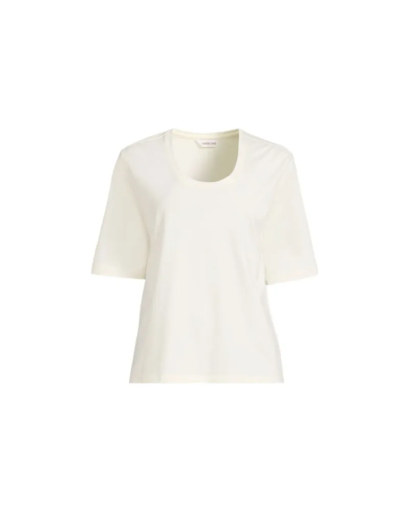 Lands' End Supima®-Rundhalsshirt, Damen, Größe:32-34 petite, Weiß, Baumwolle, by Weiß
