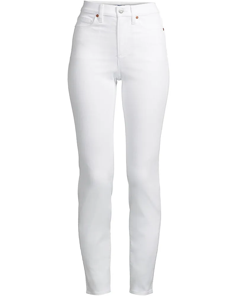 Lands' End Slim Fit Stretch-Jeans High Waist, Damen, Größe plus, Weiß, Elasthan/Baumwoll-Mischung/Polyester-Mischung, by Weiß