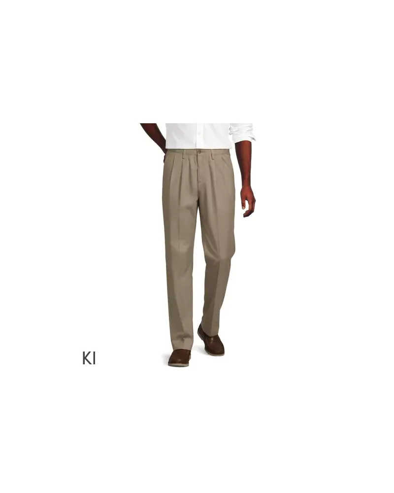 Lands' End CLASSIC COMFORT. Bügelleichte Chino mit Bundfalten, Herren, Größe regular, Beige, Baumwolle, by Beige