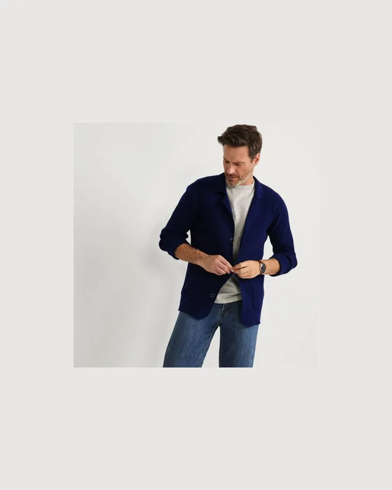 Lands' End Sakko aus Baumwoll-Feinstrick, Herren, Größe:56-58 regular, Blau, Baumwolle, by Blau