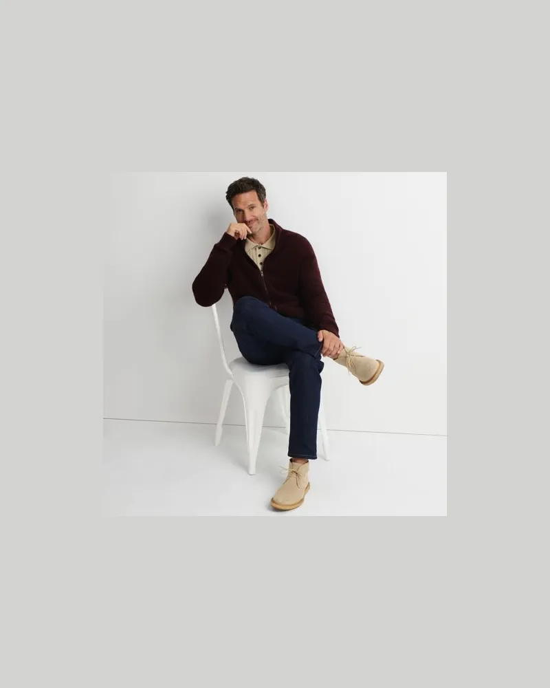 Lands' End Weicher, strukturierter Cardigan mit durchgängigem Reißverschluss, Herren, Größe:44-46 regular, Lila, Wolle/Polyester/Polyacryl, by Lila