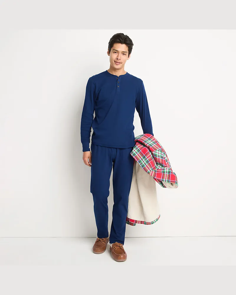 Lands' End Jersey-Pyjamahose, Herren, Größe regular, Blau, Baumwolle, by Blau