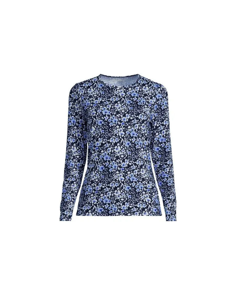 Lands' End Schnelltrocknendes LSF 50 Sonnenschutz-Gartenshirt, Damen, Größe:40-42 regular, Blau, Nylon-Mischung, by Blau