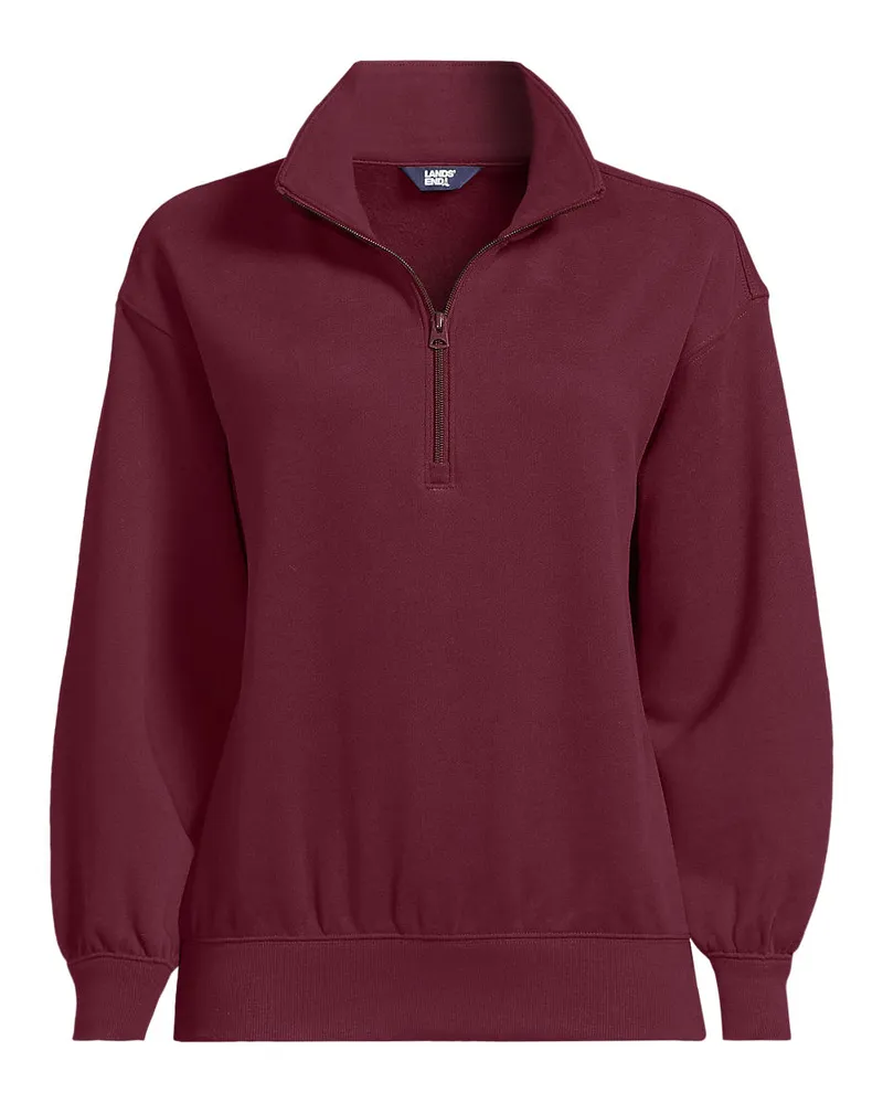 Lands' End Serious Sweats Pullover mit Reißverschluss, Damen, Größe plus, Rot, Baumwoll-Mischung/Polyester-Mischung, by Rot