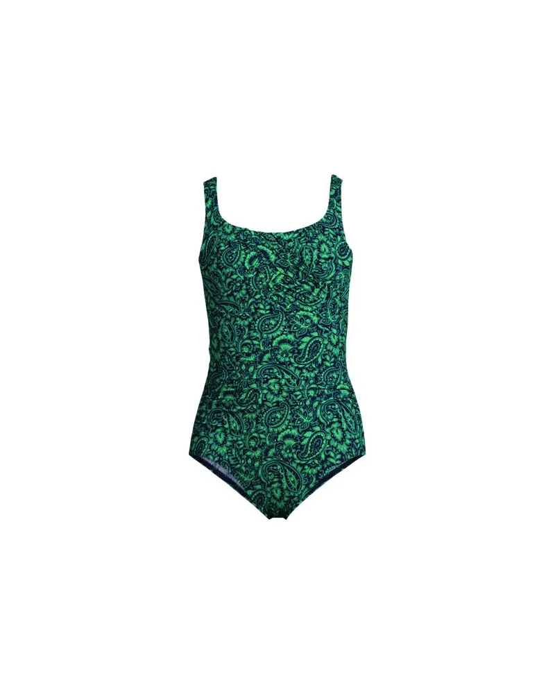 Lands' End Shape-Badeanzug mit Bügel Gemustert SLENDER in Lang-Größe, Damen, Größe regular, Rot, Nylon-Mischung, by Rot