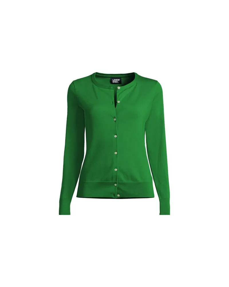 Lands' End Supima Feinstrick-Cardigan, Damen, Größe petite, Grün, Baumwoll-Mischung, by Grün