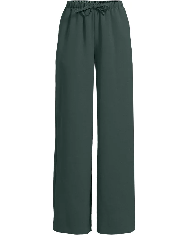Lands' End Fließende Webhose mit Elastikbund, Damen, Größe regular, Grün, Polyester, by Grün