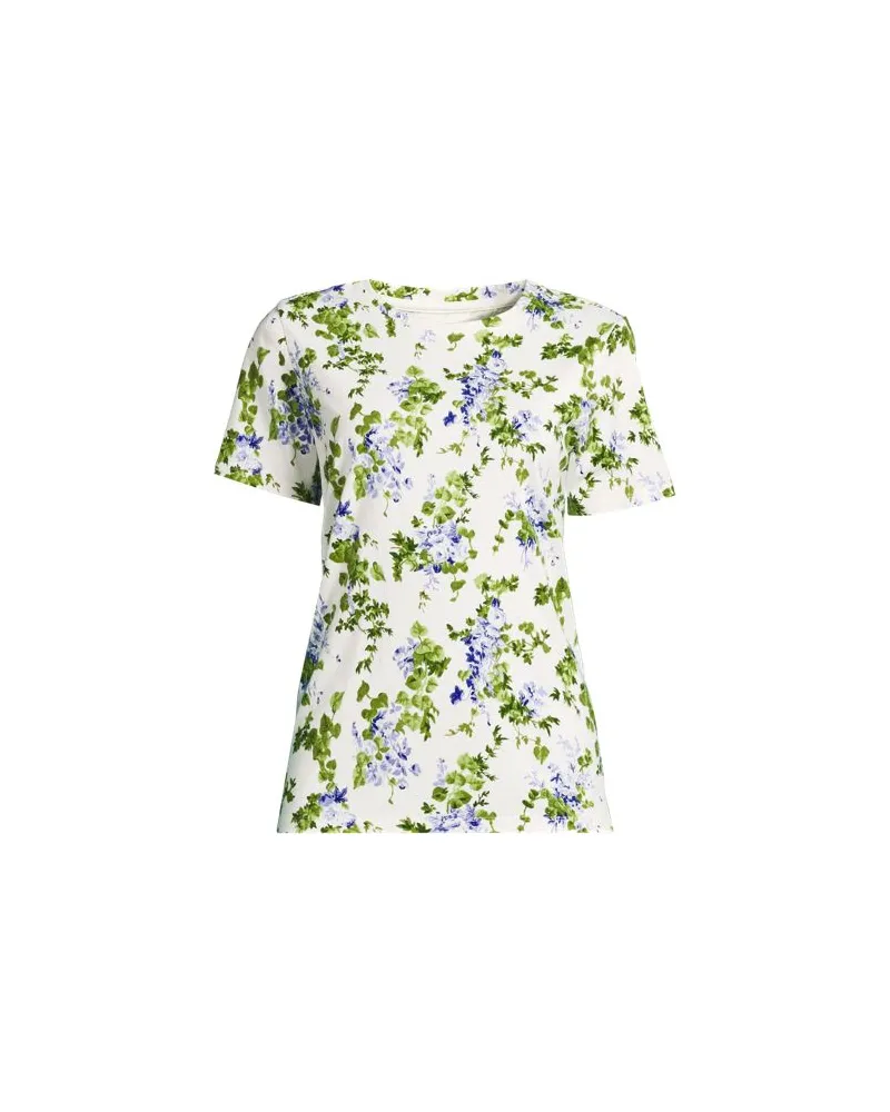 Lands' End Supima Kurzarm-Shirt mit rundem Ausschnitt, Damen, Größe plus, Weiß, Baumwolle, by Weiß