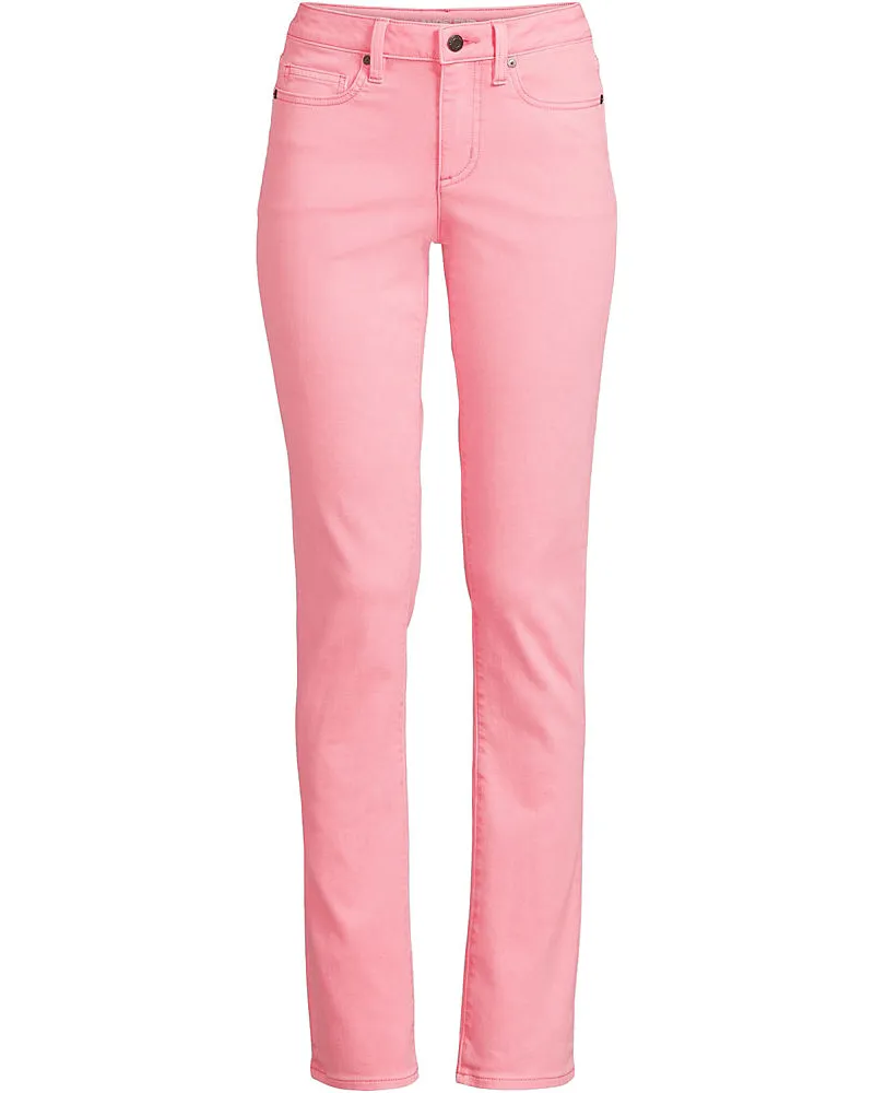 Lands' End Straight Fit Öko Jeans Mid Waist, Damen, Größe plus, Pink, Baumwoll-Mischung/Polyester-Mischung, by Pink