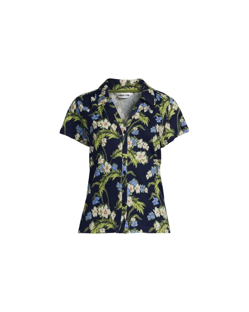 Lands' End Polobluse aus Leinenmix, Damen, Größe:44-46 petite, Blau, Leinen/Baumwolle Modal, by Blau