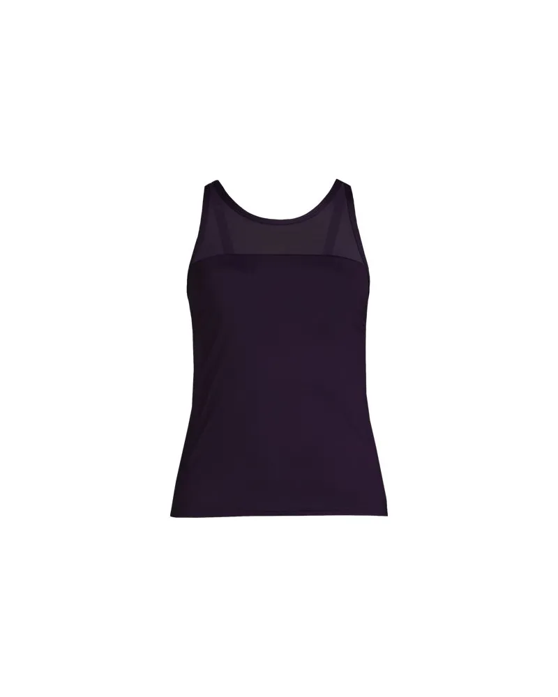 Lands' End Tankinitop mit Mesh-Detail, hoher Ausschnitt, Damen, Größe:34 regular, Lila, Elasthan/Nylon-Mischung, by Lila