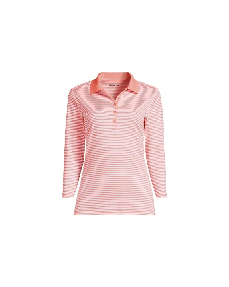 Lands' End Supima-Poloshirt mit 3/4-Ärmeln, Damen, Größe plus, Pink, Baumwolle, by Pink