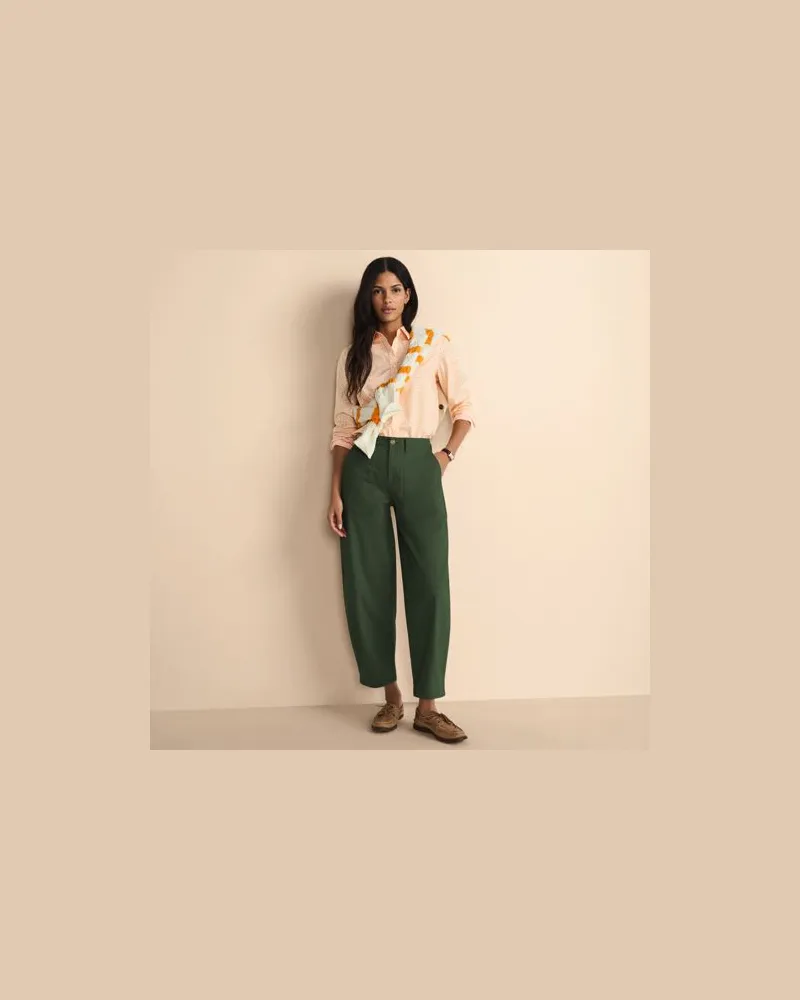 Lands' End Barrel-Chinos High Waist, Damen, Größe regular, Grün, Baumwolle/Elasthan, by Grün