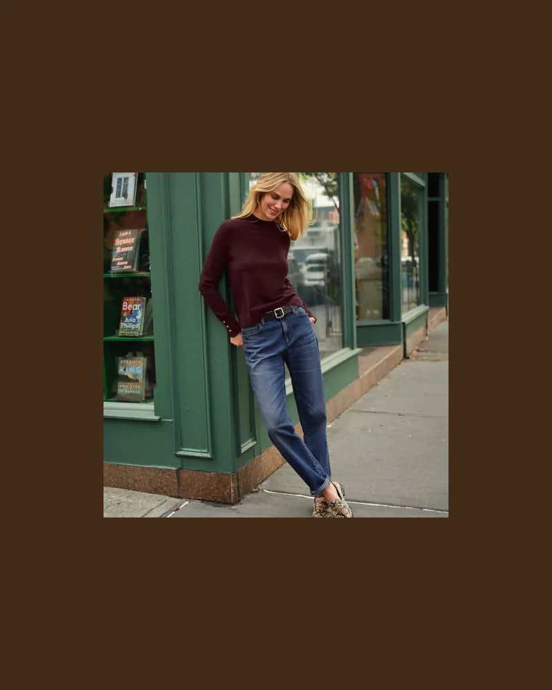 Lands' End Soft Denim Boyfriend-Jeans Mid Waist, Damen, Größe petite, Blau, Elasthan/Baumwoll-Mischung, by Blau